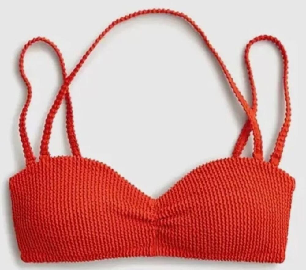 J. Crew Orange Scrunchie Sweetheart Bikini Top Size 2X